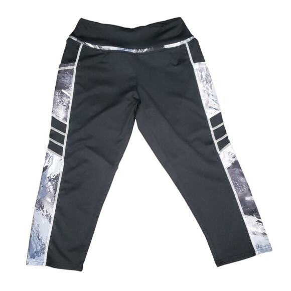 Neon Sweets Black Gray Camo Side Design w. Pockets Leggings Yoga Capri Pants - Picture 2 of 8
